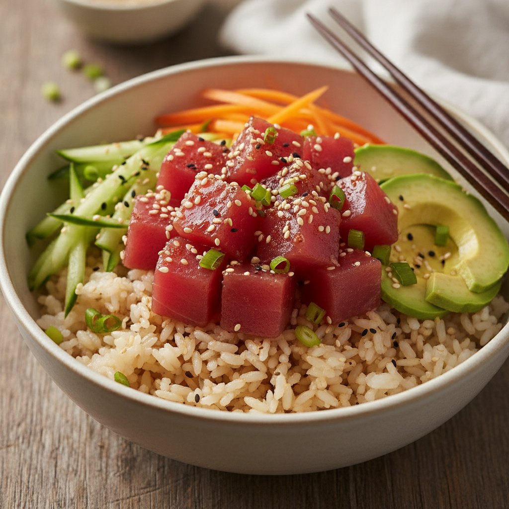 Raw Tuna Rice Bowl (Low-Calorie)