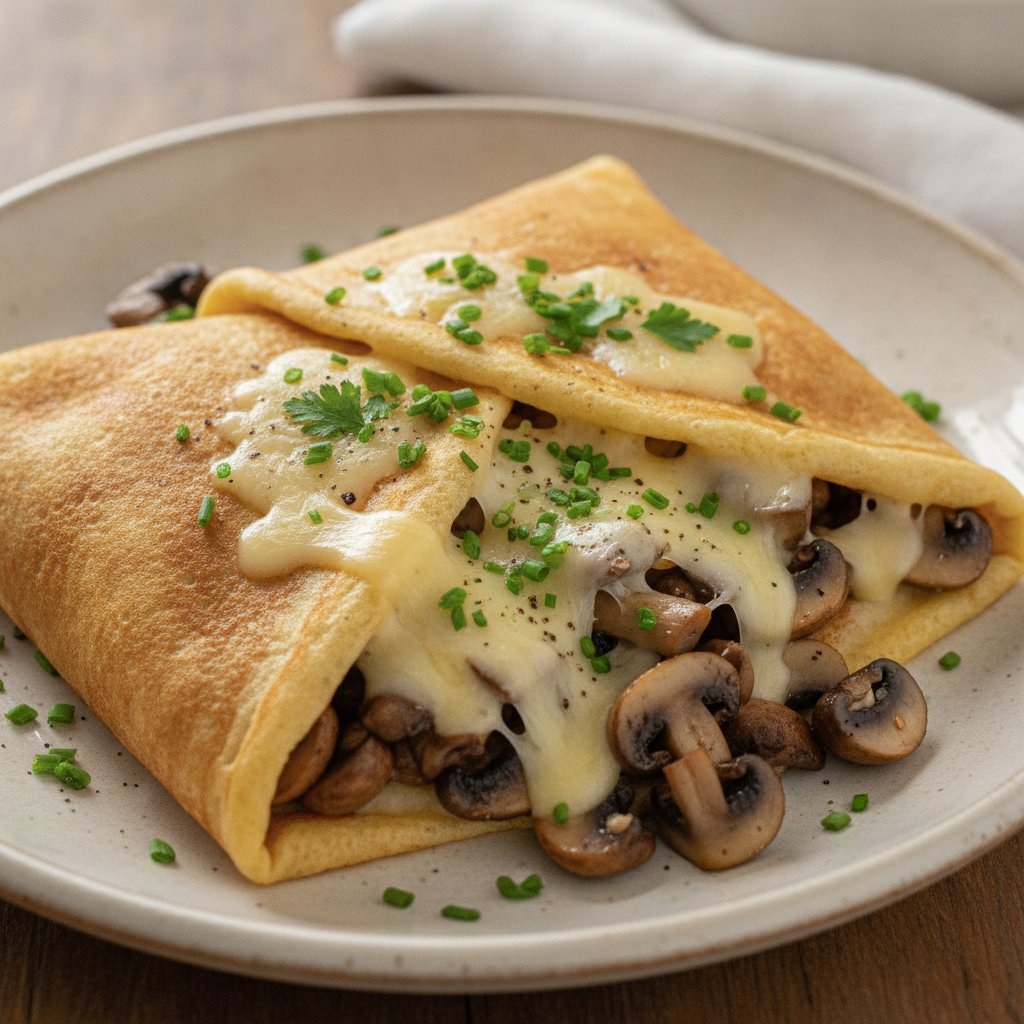 Mushroom and Cheese Crepe Wrap (Low-Calorie)