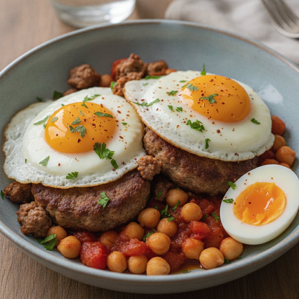 Eggs with Spiced Lamb Sausage (High-Protein)