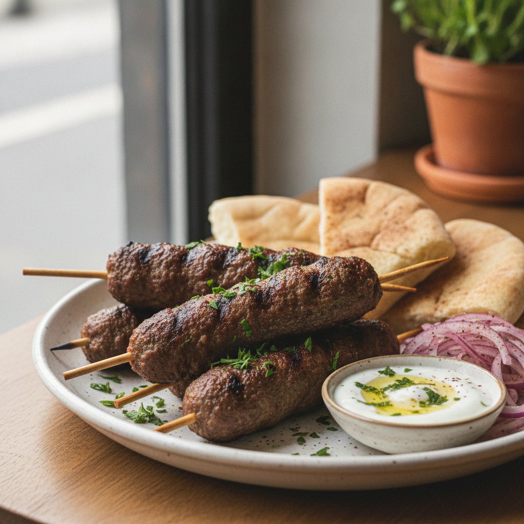 Grilled Spiced Meatball Skewers