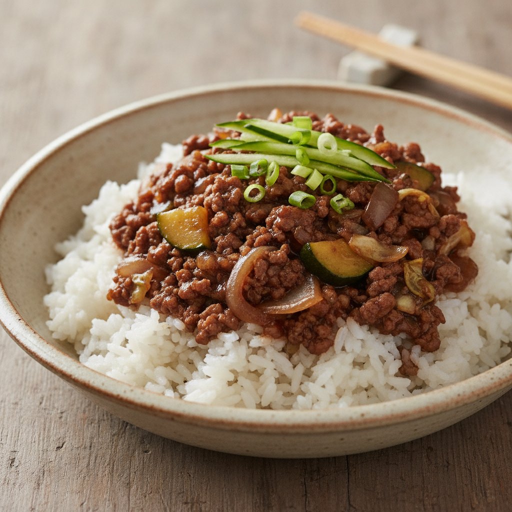 Korean Black Bean Noodle Style Rice (Low-Calorie)