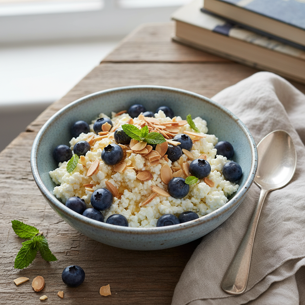 Cottage Cheese Blueberry Almond Bowl