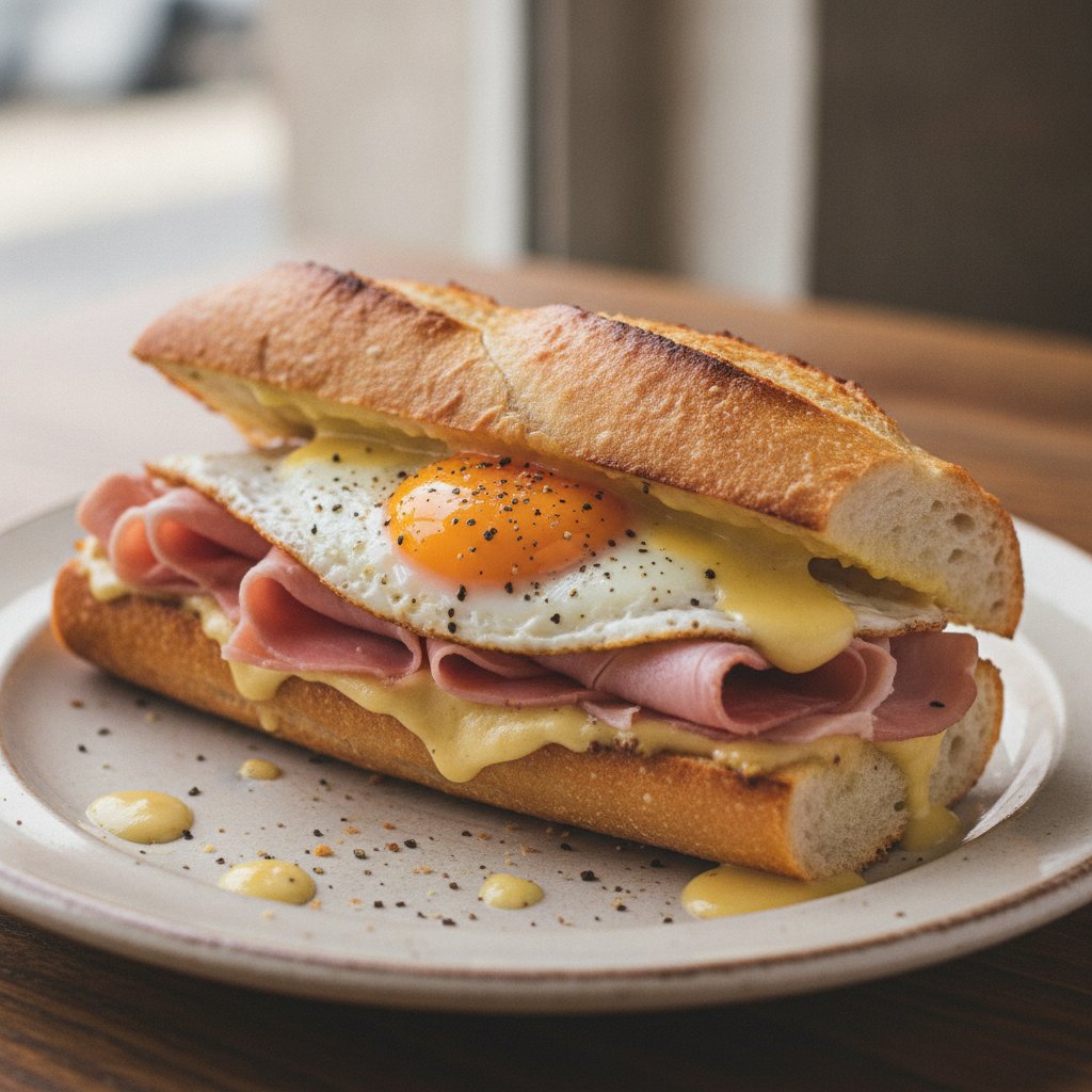 French Ham Cheese and Egg Sandwich