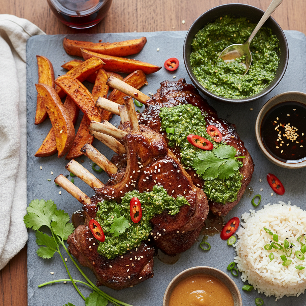 Teriyaki and Chimichurri Glazed Lamb