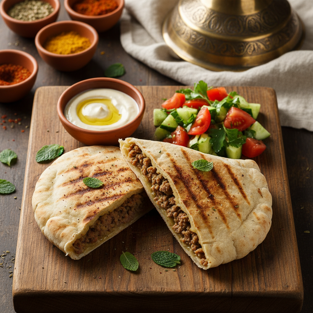 Grilled Lamb and Herb Pita — Lamb Arayes Grilled Wrap