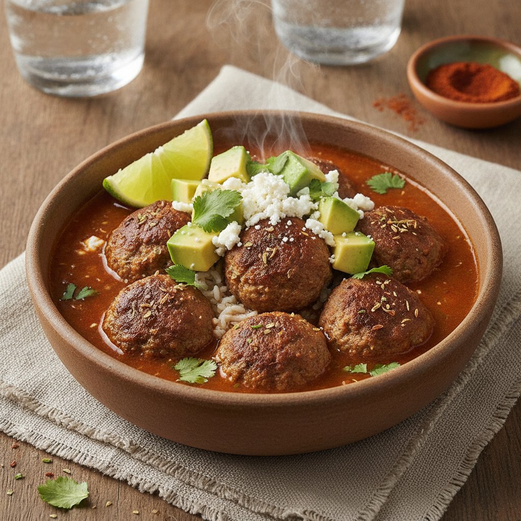 Turkey Meatball Bowl in Chili Broth