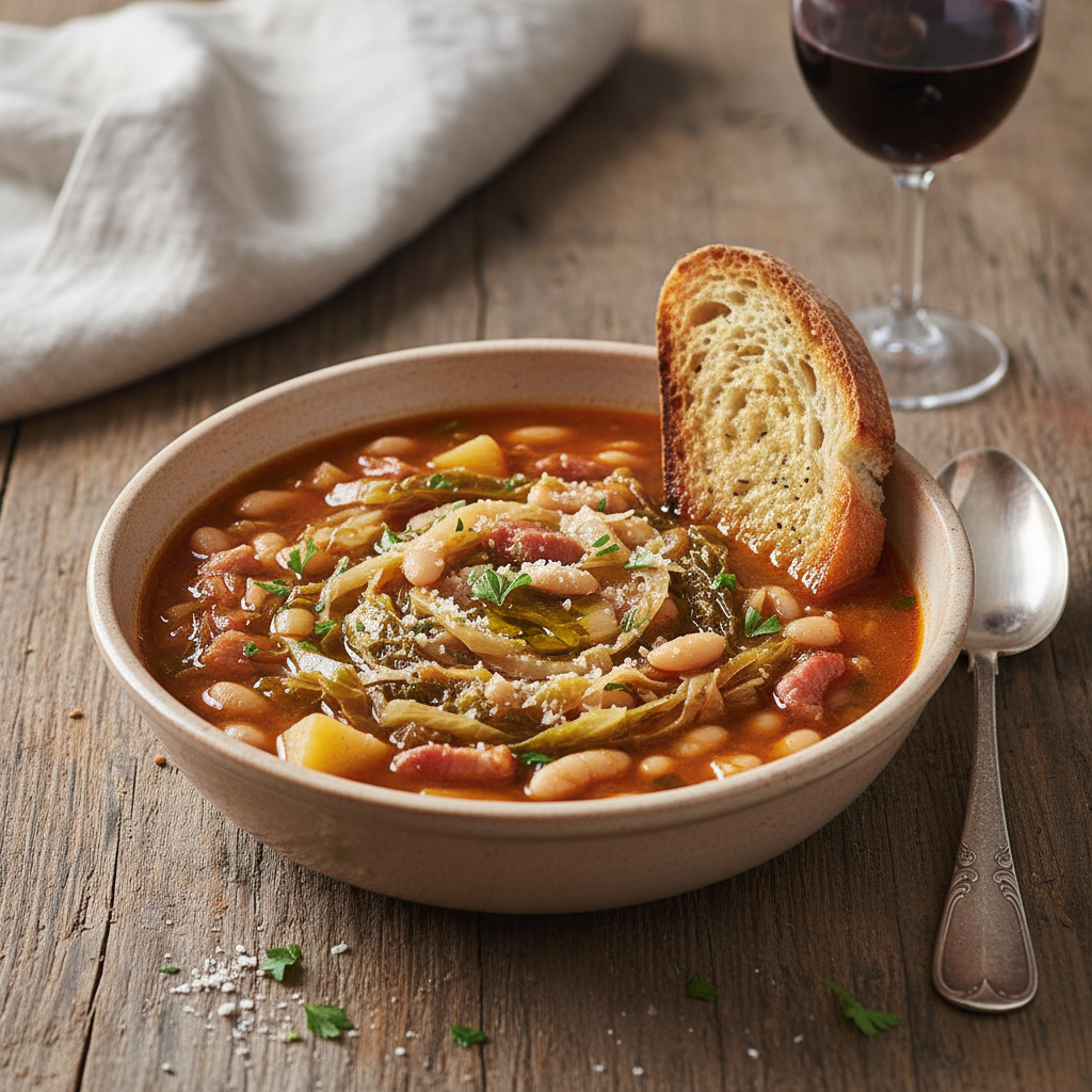 Minestra di Cavolo Verza, Fagioli Toscana