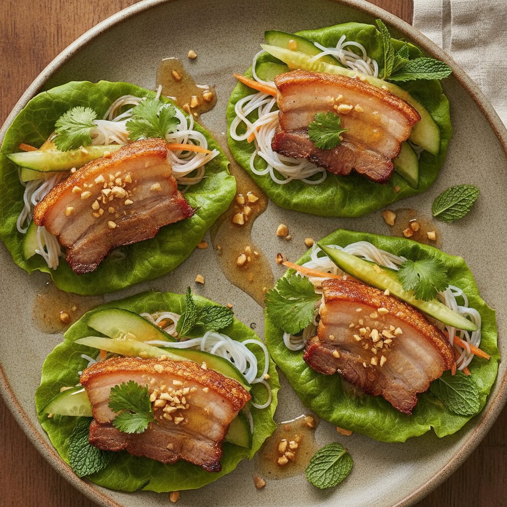 Thai Crispy Pork Belly Wraps