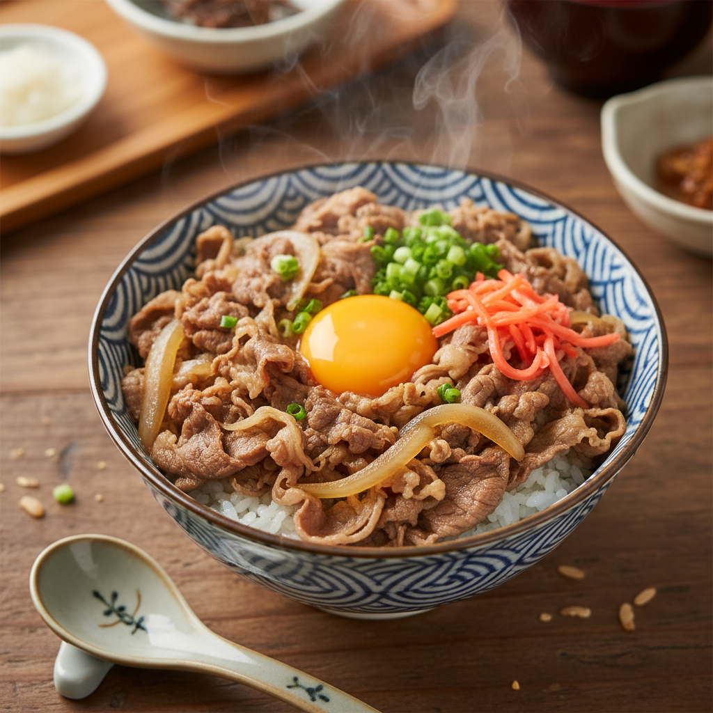 Sweet Soy Beef Rice Bowl — Gyudon