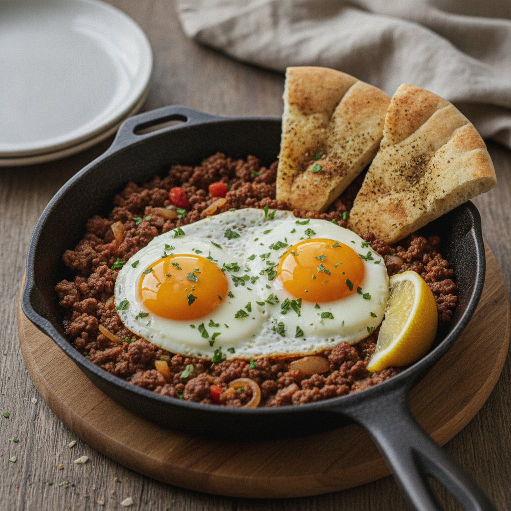 Eggs with Spiced Ground Meat