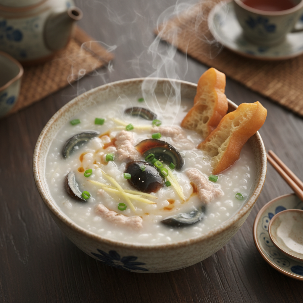 Cantonese Century Egg and Pork Congee 