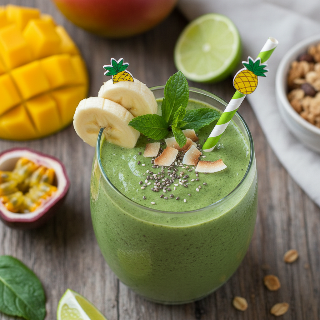 Tropical Spinach Banana Smoothie