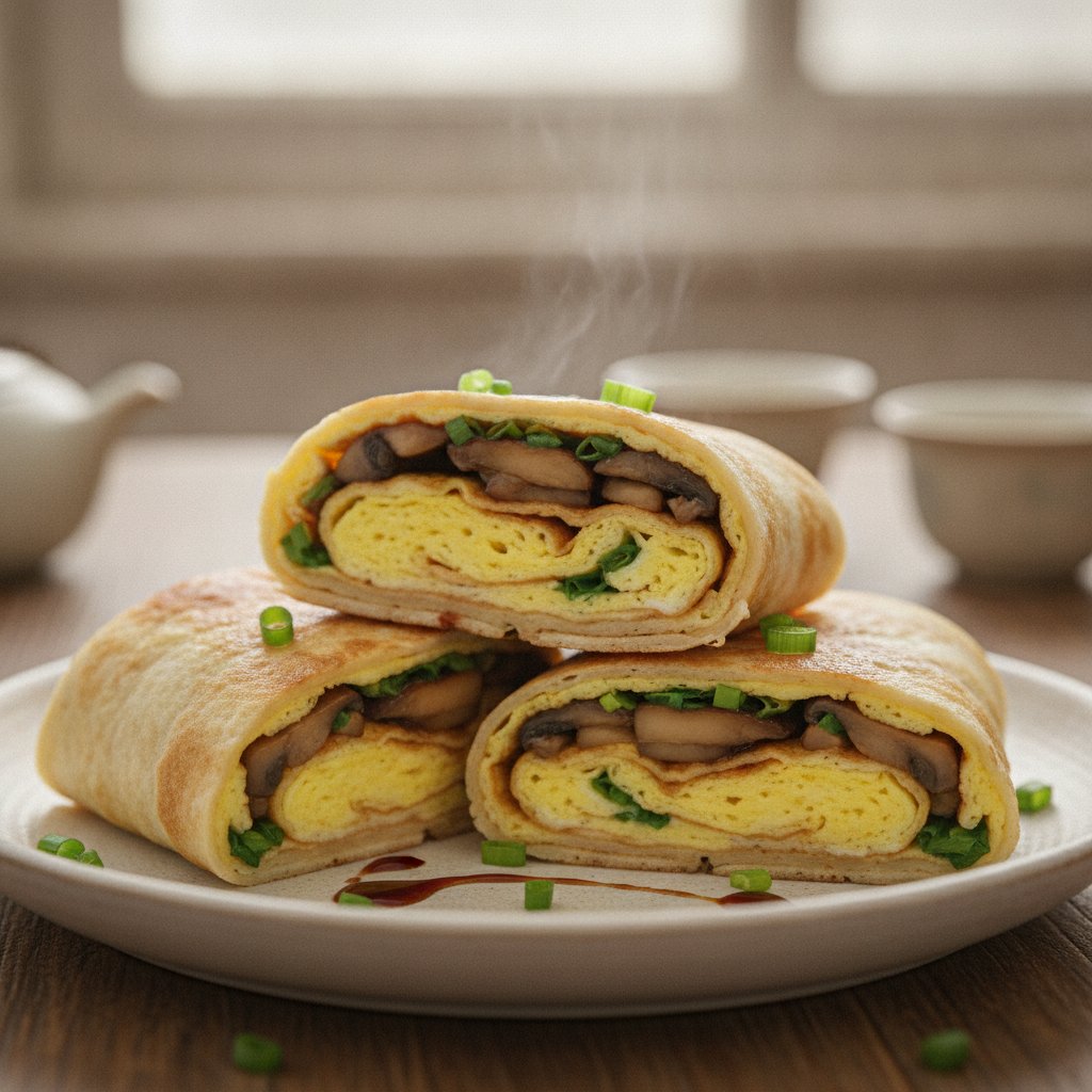 Mushroom and Egg Pancake Wrap