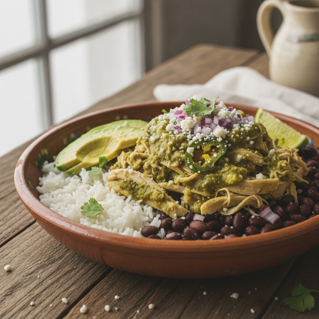Shredded Chicken Bowl with Green Sauce