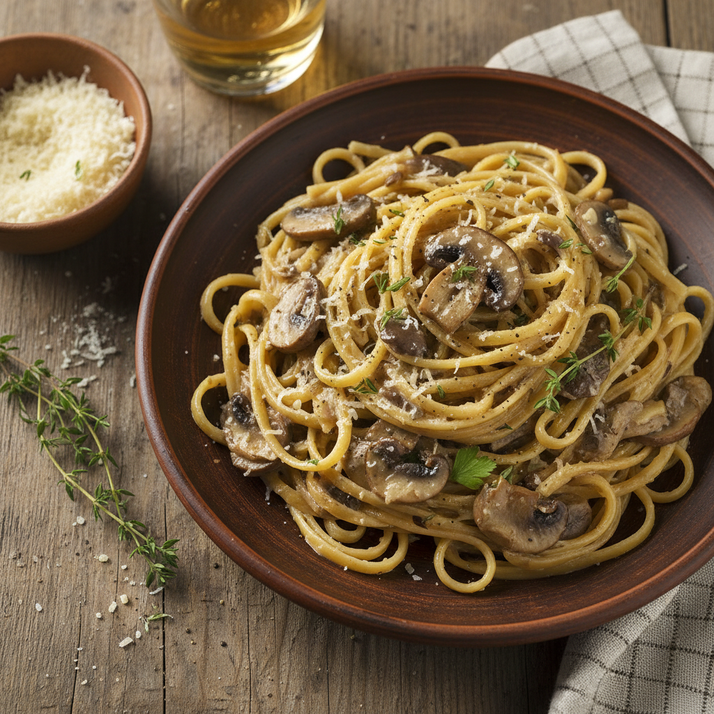 Fettuccine ai Funghi Cremosi Romani