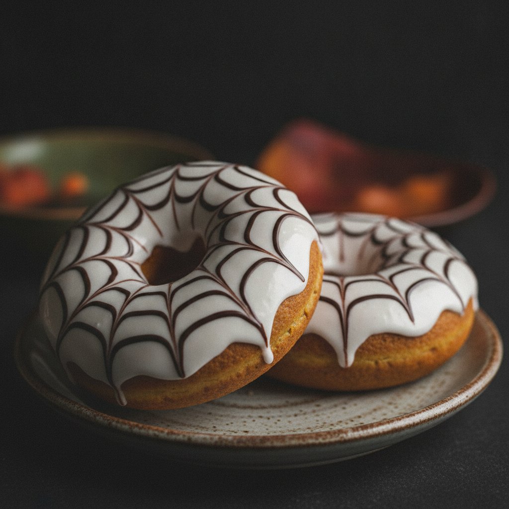 Spiderweb Pumpkin Donuts