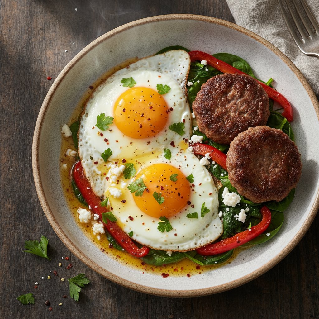 Fried Eggs with Sausage (Keto)