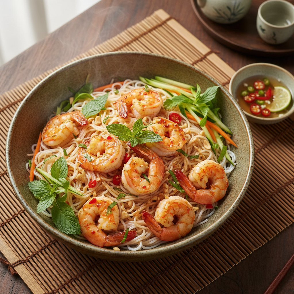 Garlic Butter Shrimp Vermicelli Bowl — Bun Tom Xao