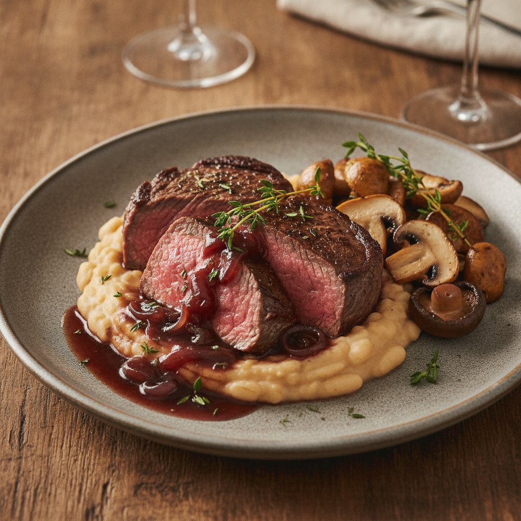 Steak with Red Wine Sauce (High-Protein)