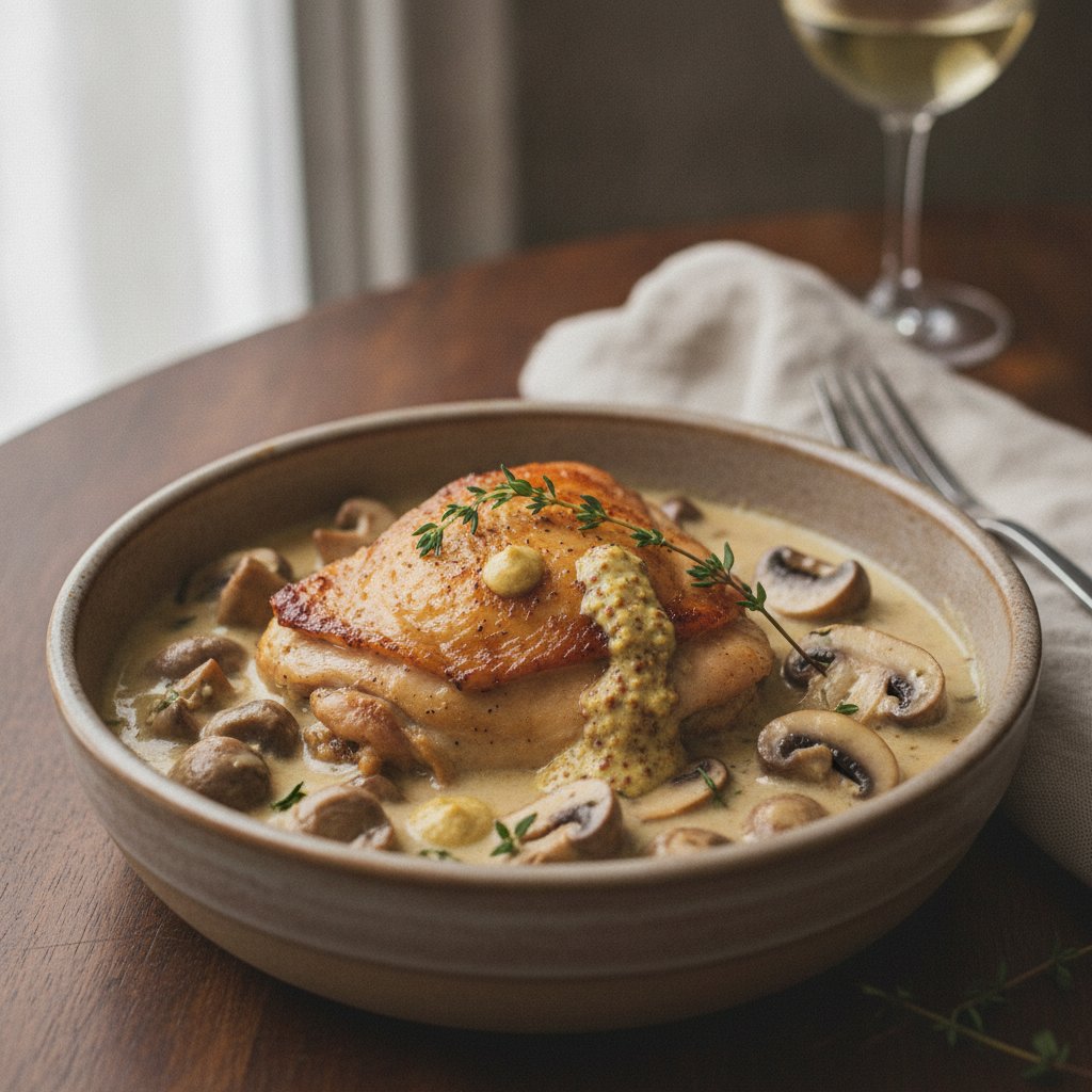 Baked Chicken with Mushrooms and Wine