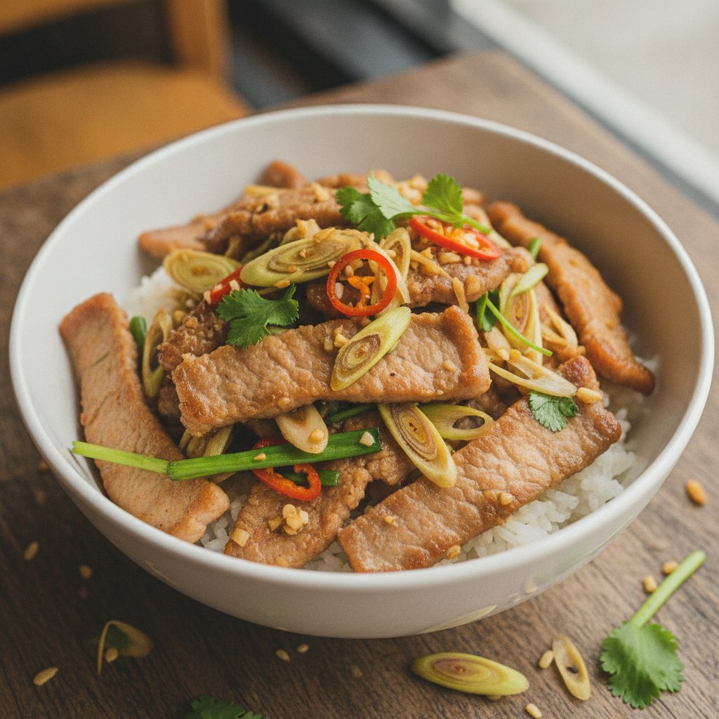 Stir Fried Pork With Lemongrass (Low-Calorie)