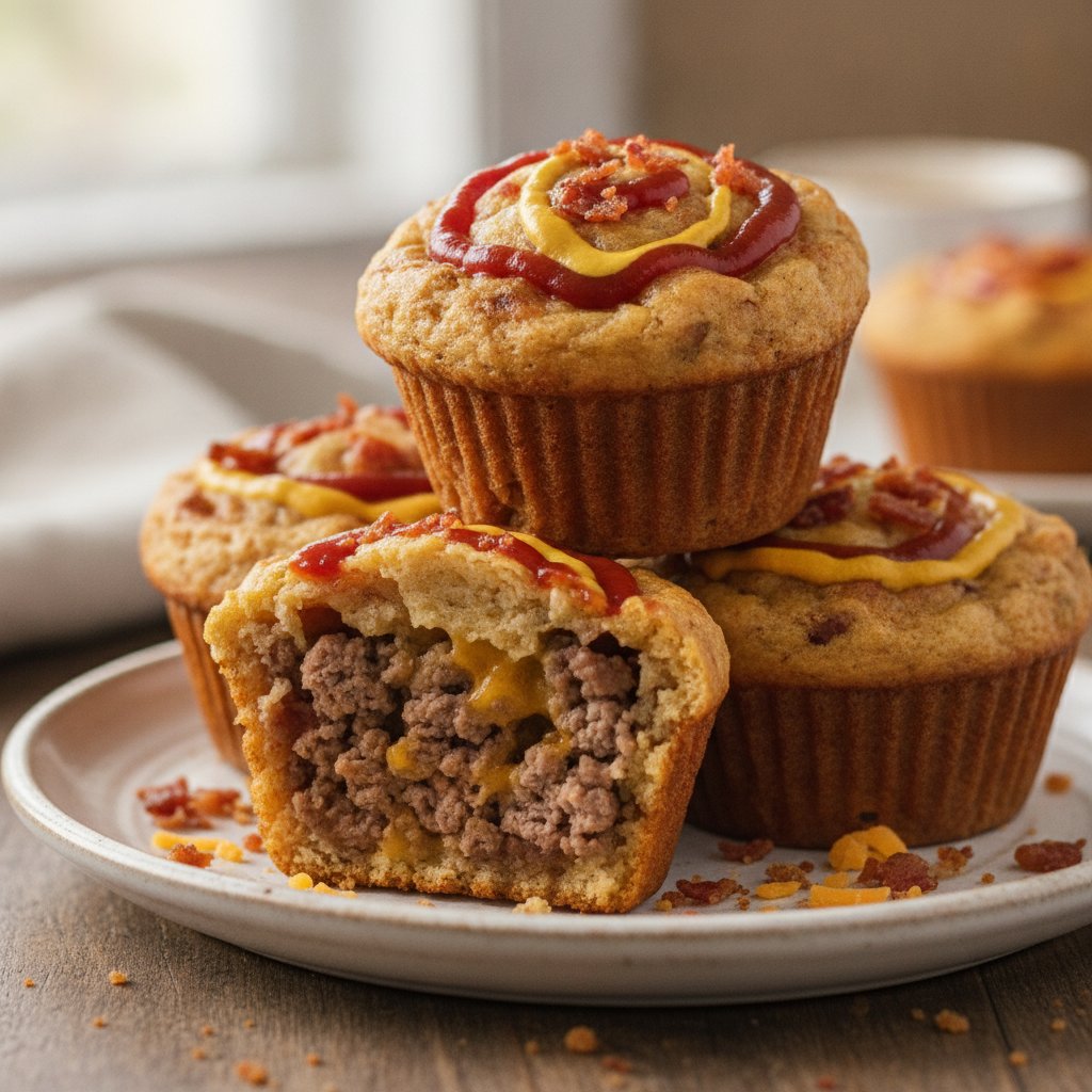 Bacon Cheeseburger Savoury Muffins