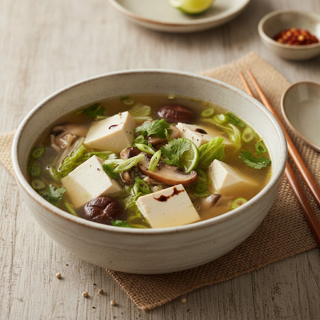 Tofu and Mushroom Clear Soup