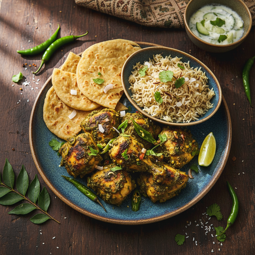 Charred Green Herb Chicken Thighs — Goan Chicken Cafreal