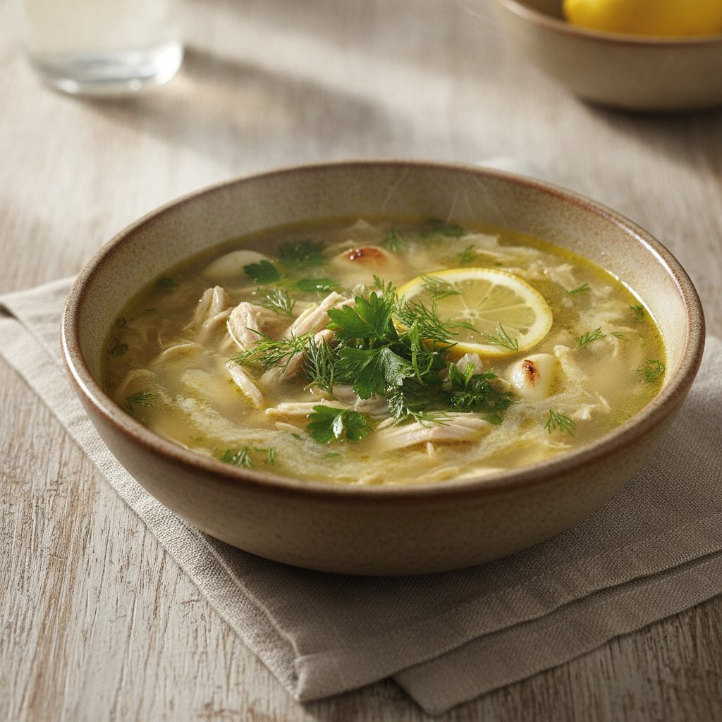 Garlic Lemon Chicken Soup (Low-Calorie)
