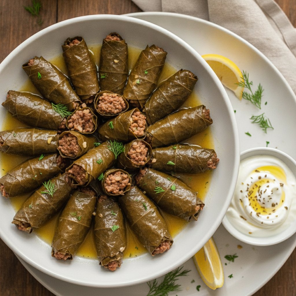 Grape Leaf Rolls with Meat and Rice (High-Protein)