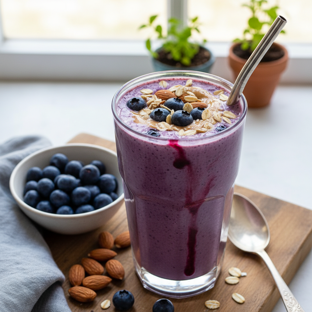Blueberry Oat Almond Smoothie
