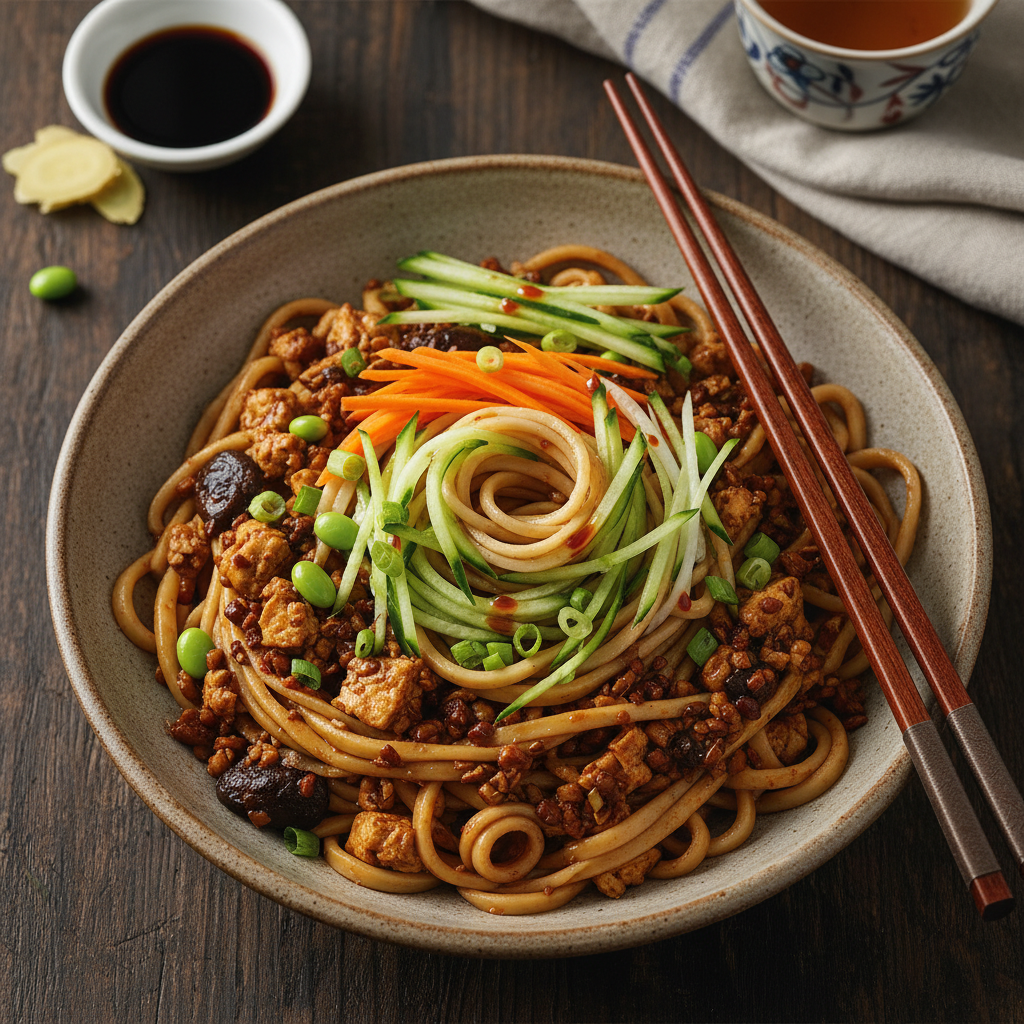 Vegan Beijing Noodles with Soybean Sauce — Beijing Vegan Zha Jiang Noodles