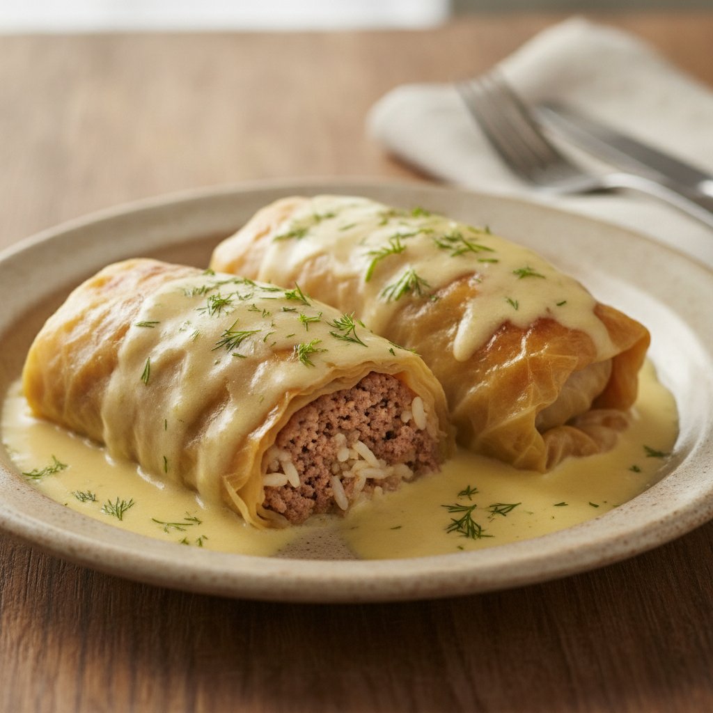Cabbage Rolls with Lemon Sauce (Gluten-Free)