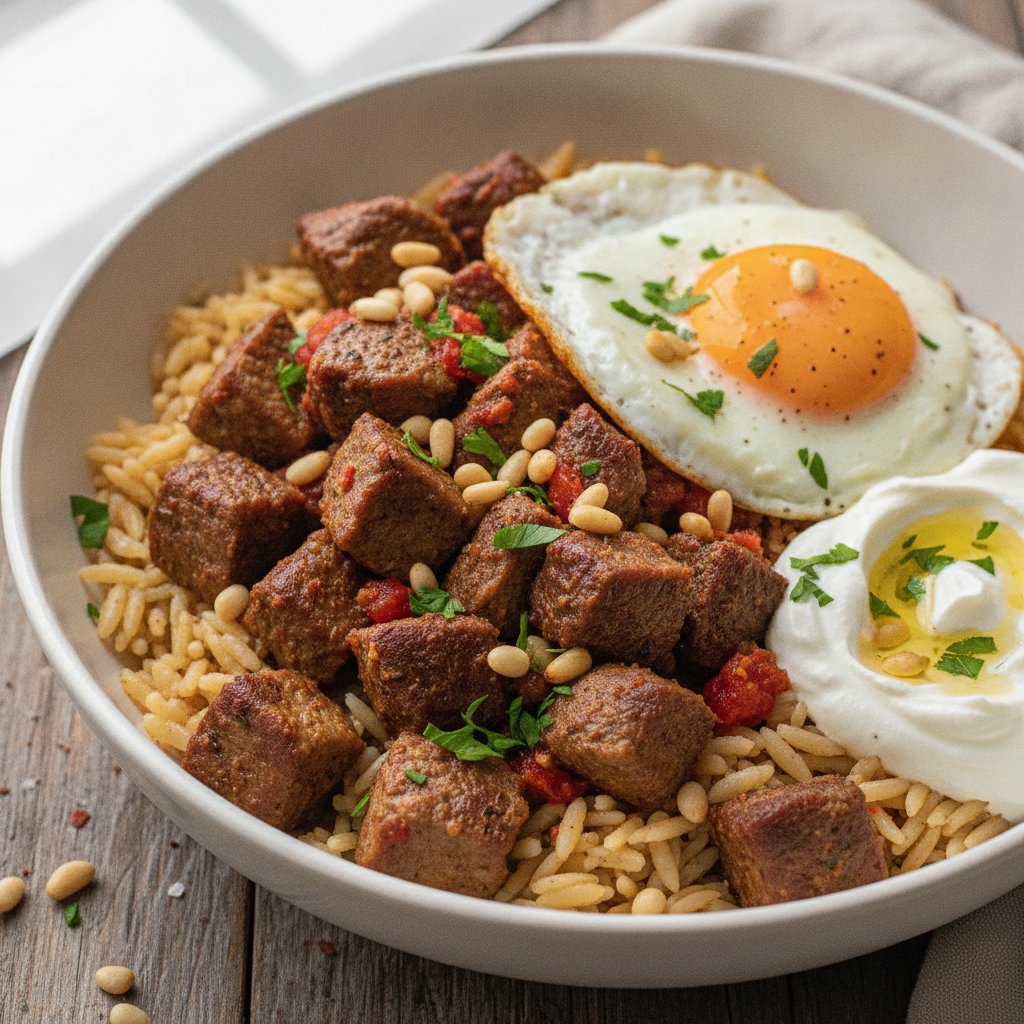 Diced Lamb over Buttered Rice (High-Protein)