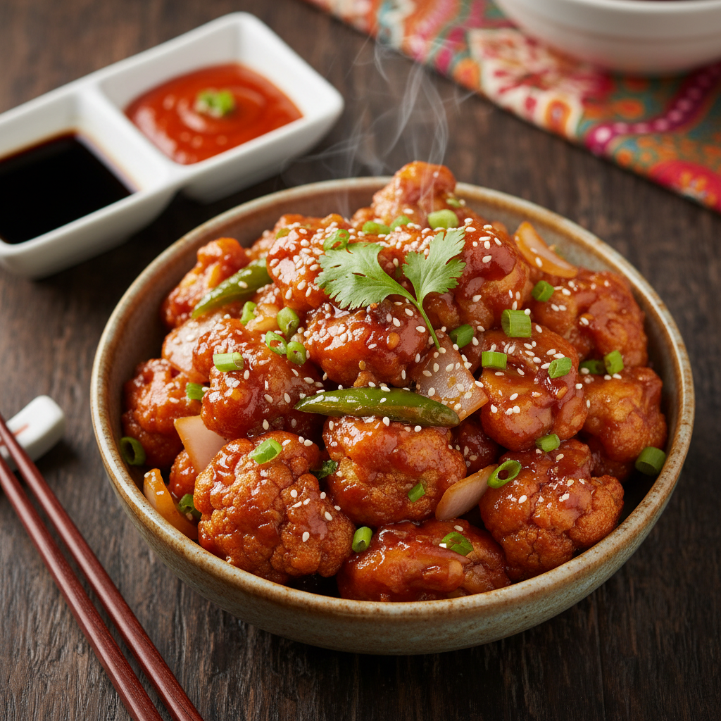 Crispy Cauliflower in Tangy Sauce — Gobi Manchurian