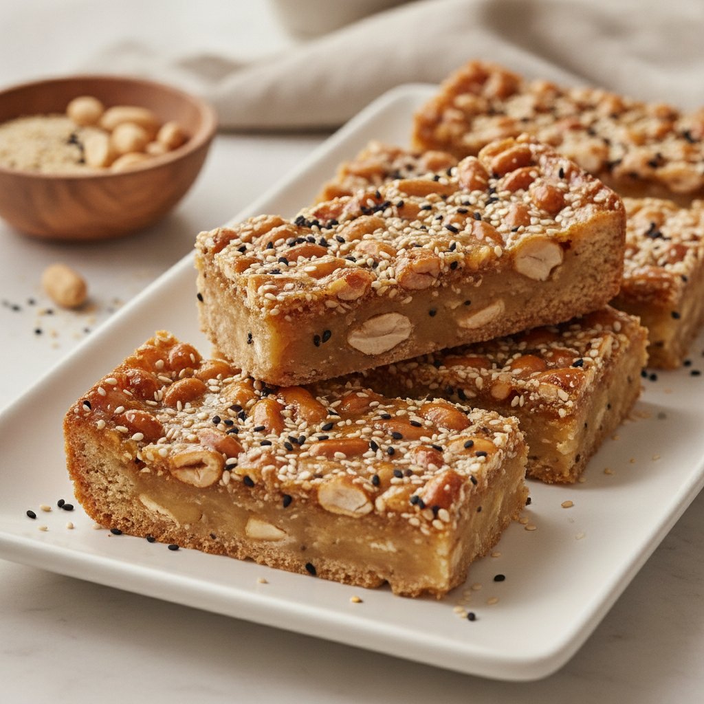Sesame Peanut Brittle Bars