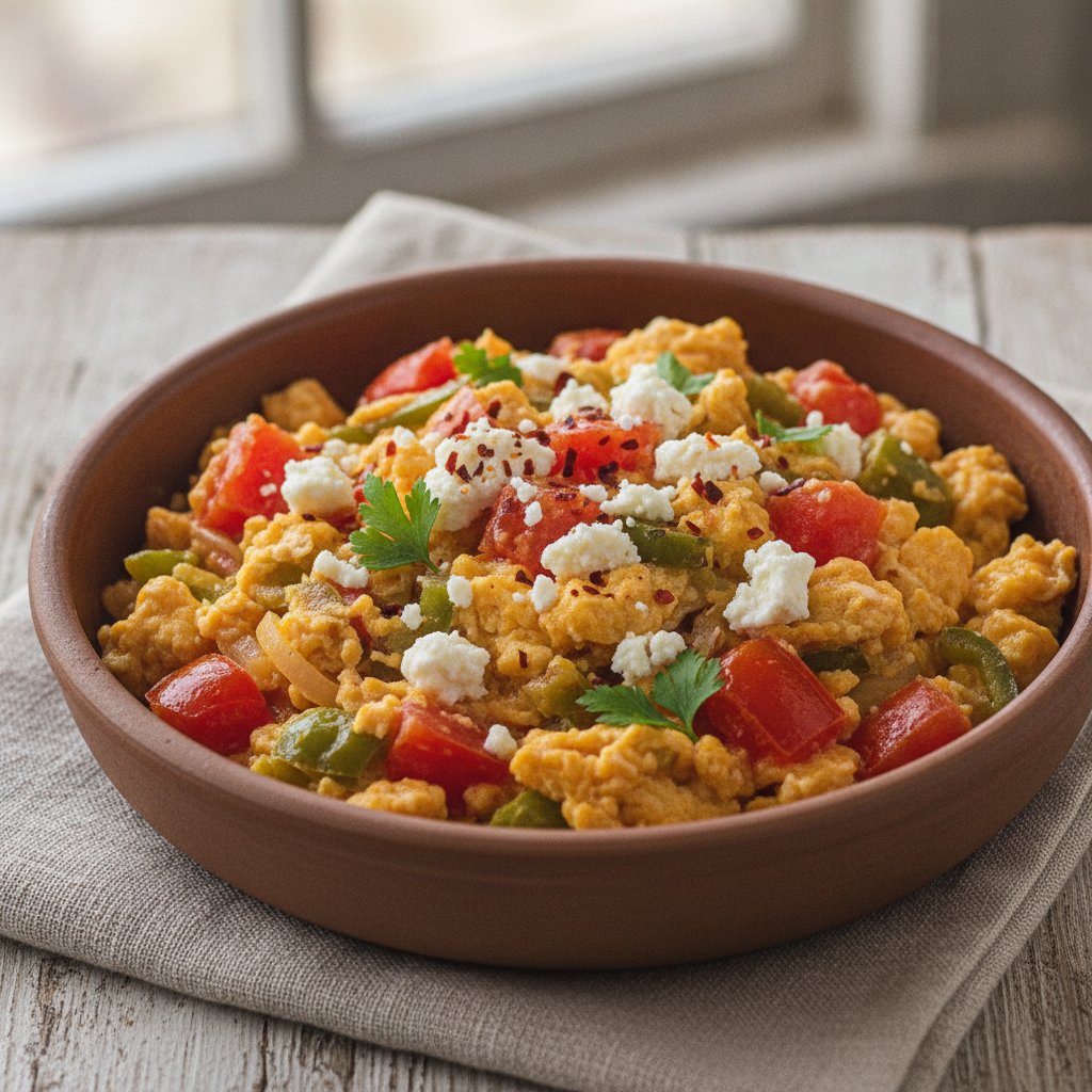 Scrambled Eggs with Tomato and Pepper (Keto)