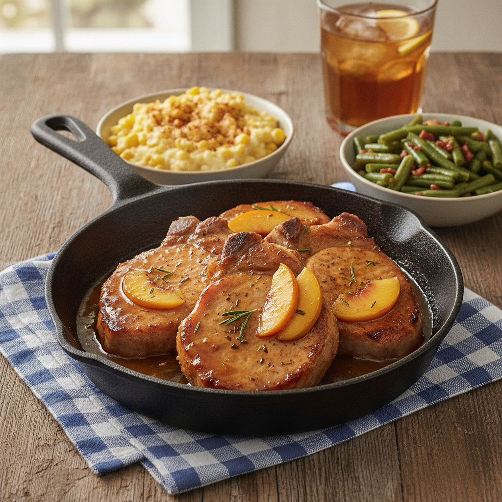 Southern Peach Glazed Pork Chops