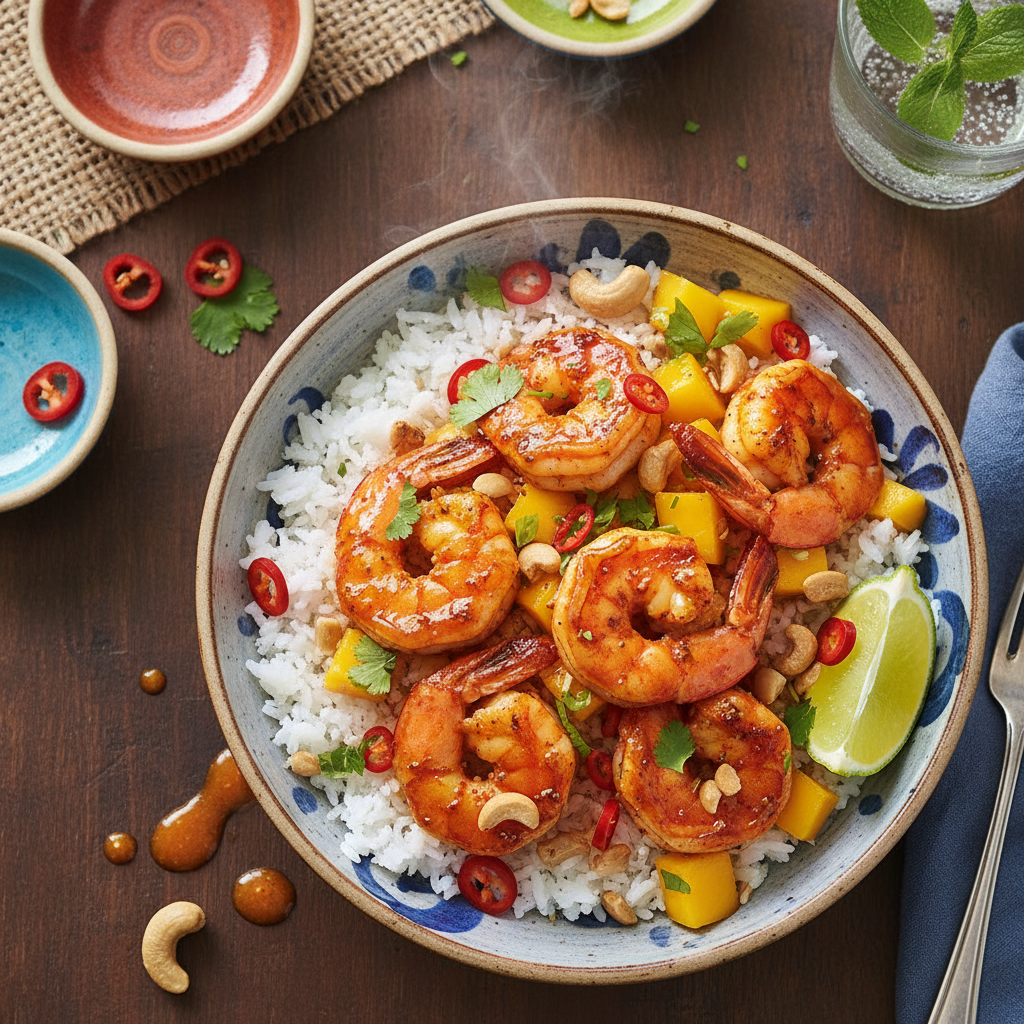 Peri-Peri and Mango Glazed Prawn Bowl