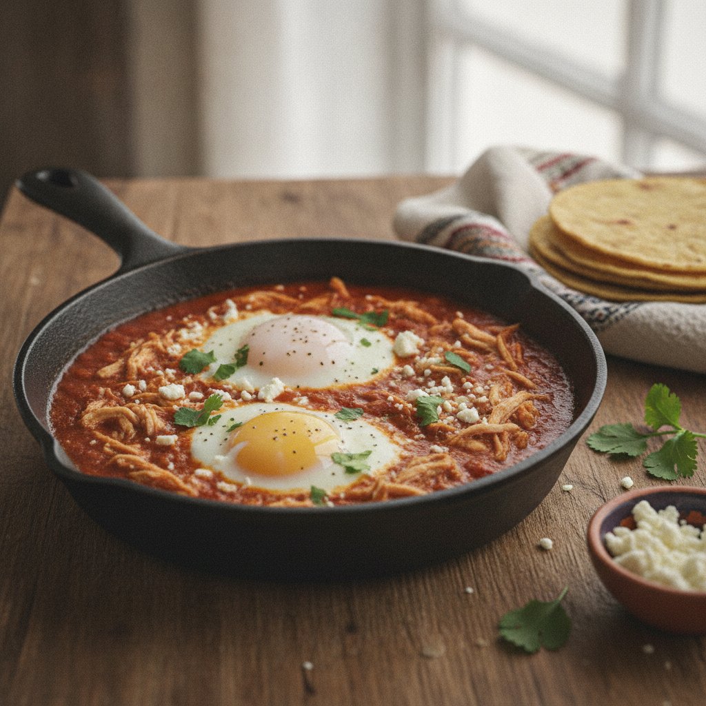 Eggs Poached In Sauce With Shredded Chicken