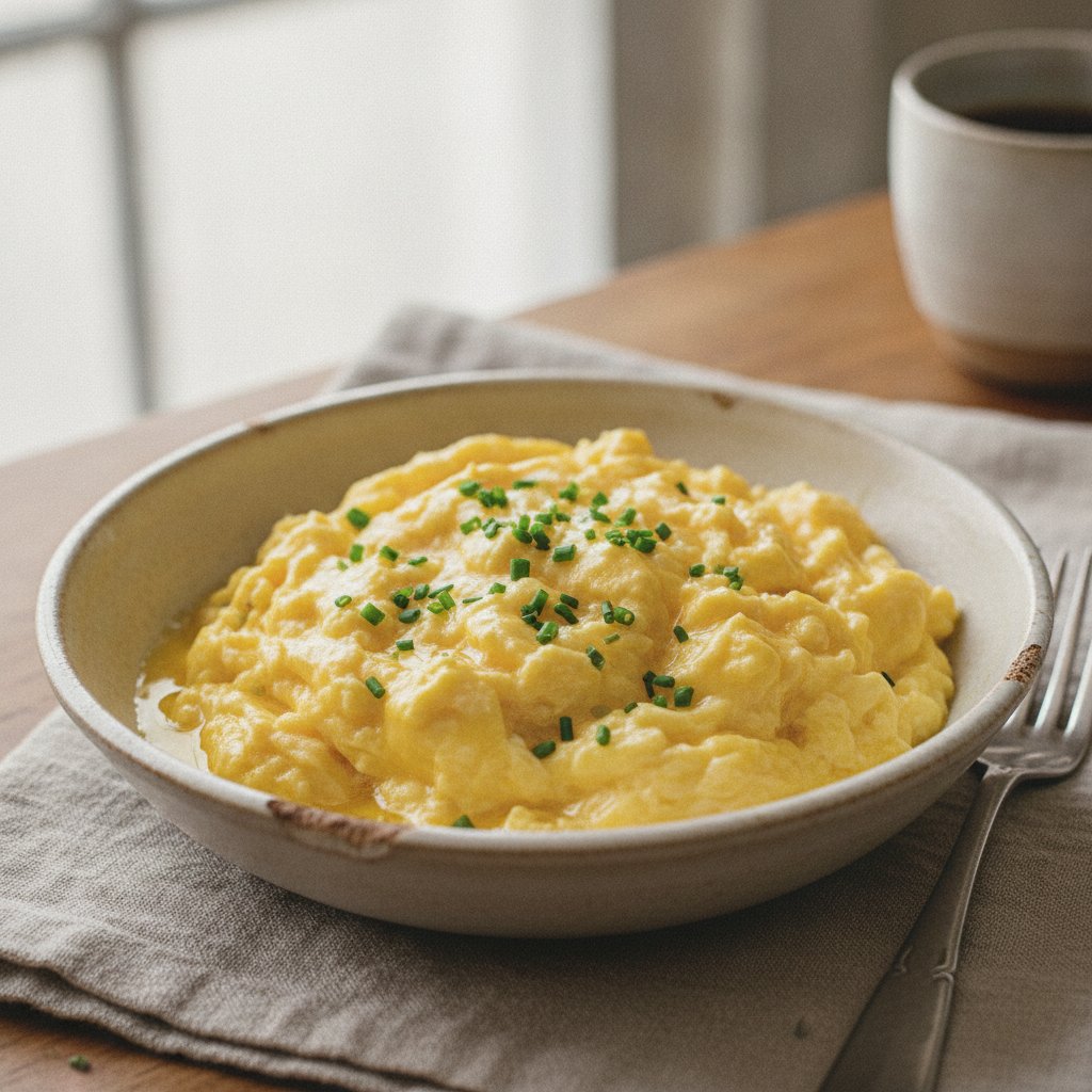 Soft Scrambled Eggs with Butter (Low-Calorie)