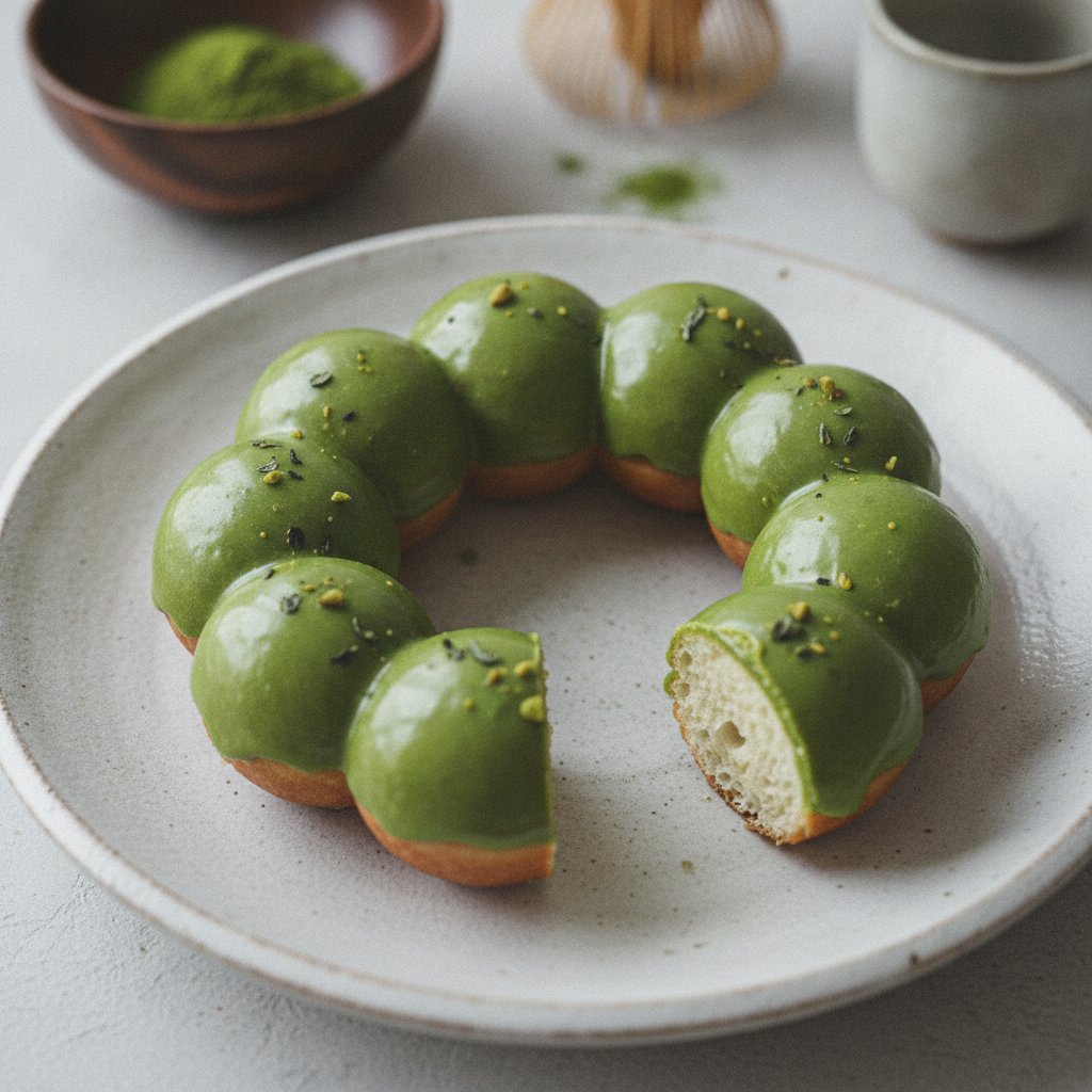 Matcha-Glazed Mochi Donut
