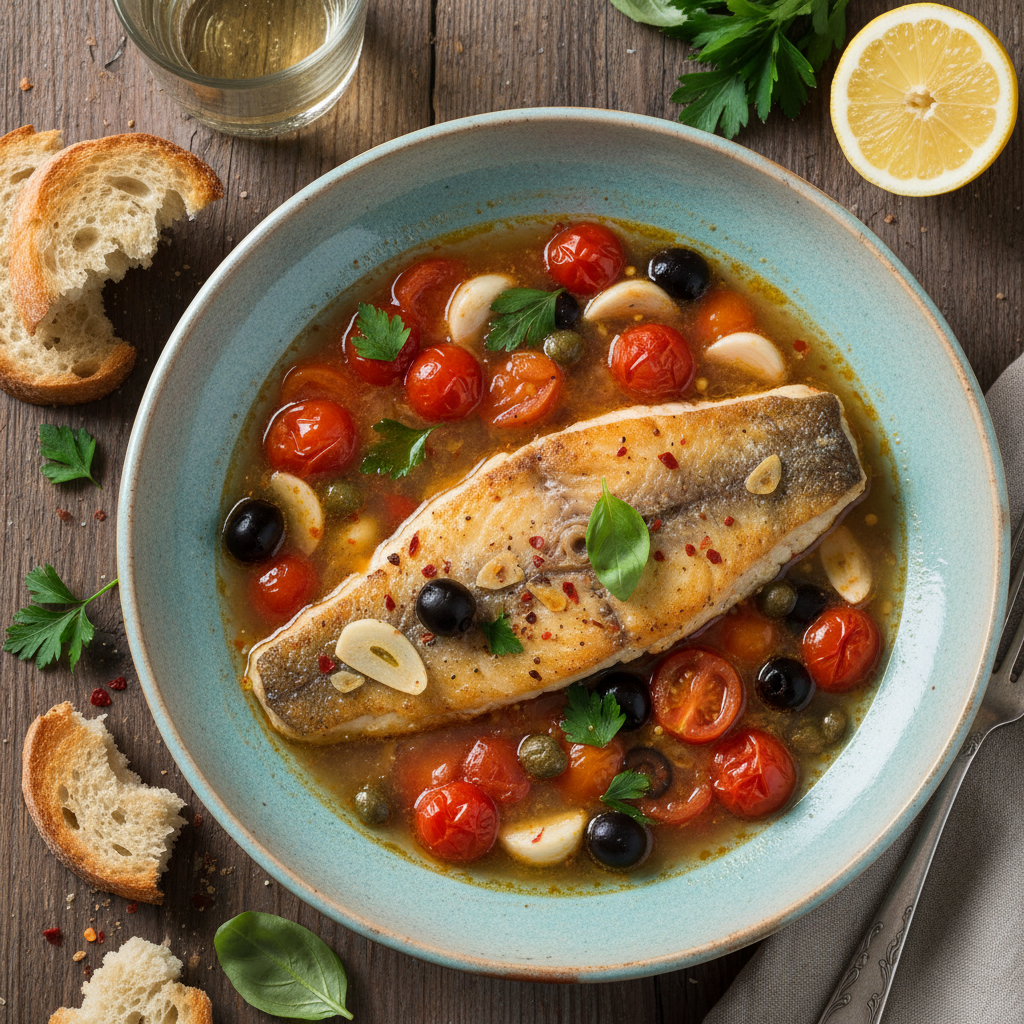 Poached Amberjack in Crazy Water — Ricciola all'Acqua Pazza Campana