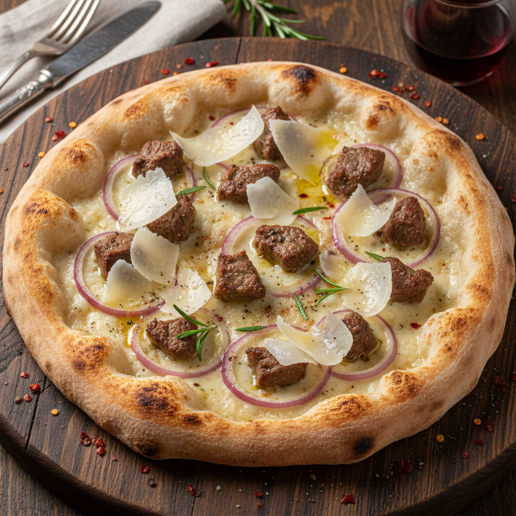 Pizza con Agnello, Cipolla e Pecorino Sardo