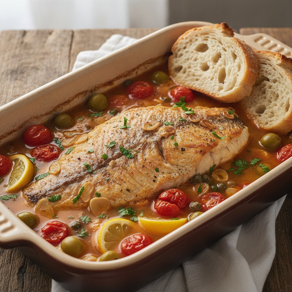 Baked Snapper with Olives and Capers