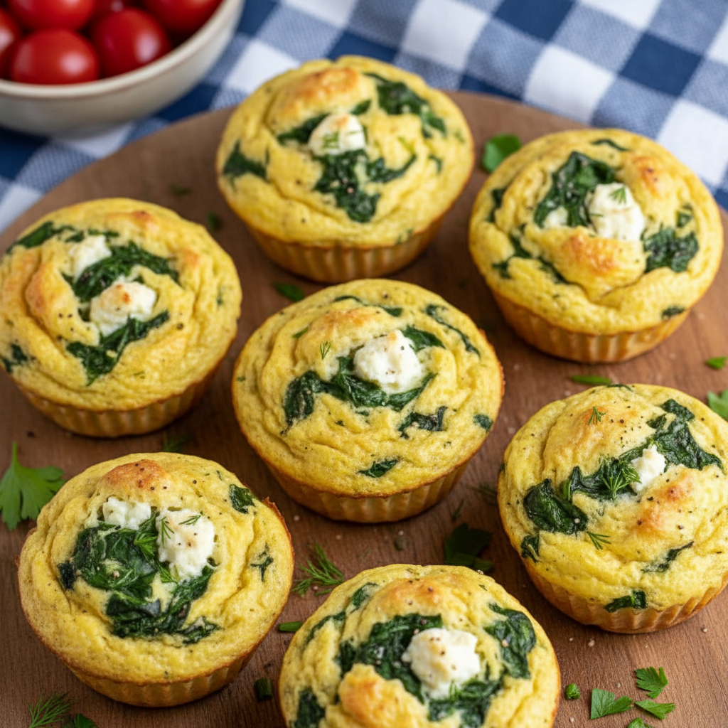 Egg White Spinach Feta Muffins