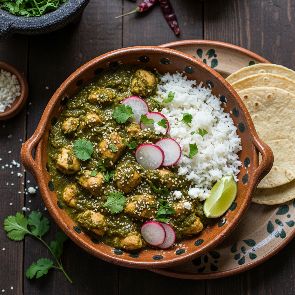 Mole Verde Bowl con Pollo y Arroz