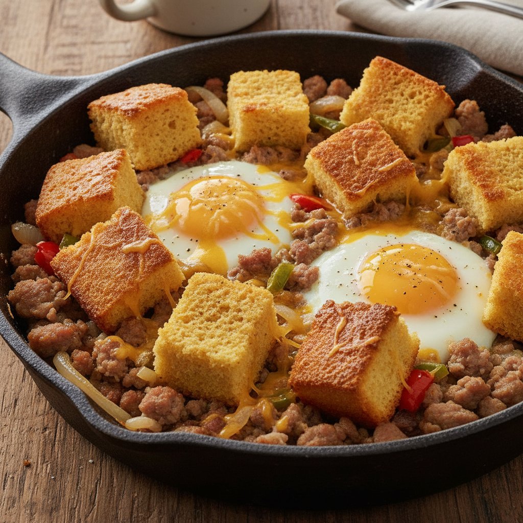 Cornbread and Sausage Breakfast Skillet