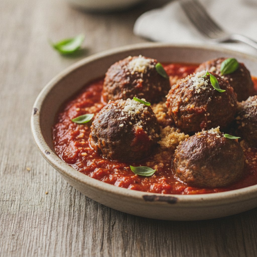 Baked Meatballs in Tomato Sauce (Low-Chol)