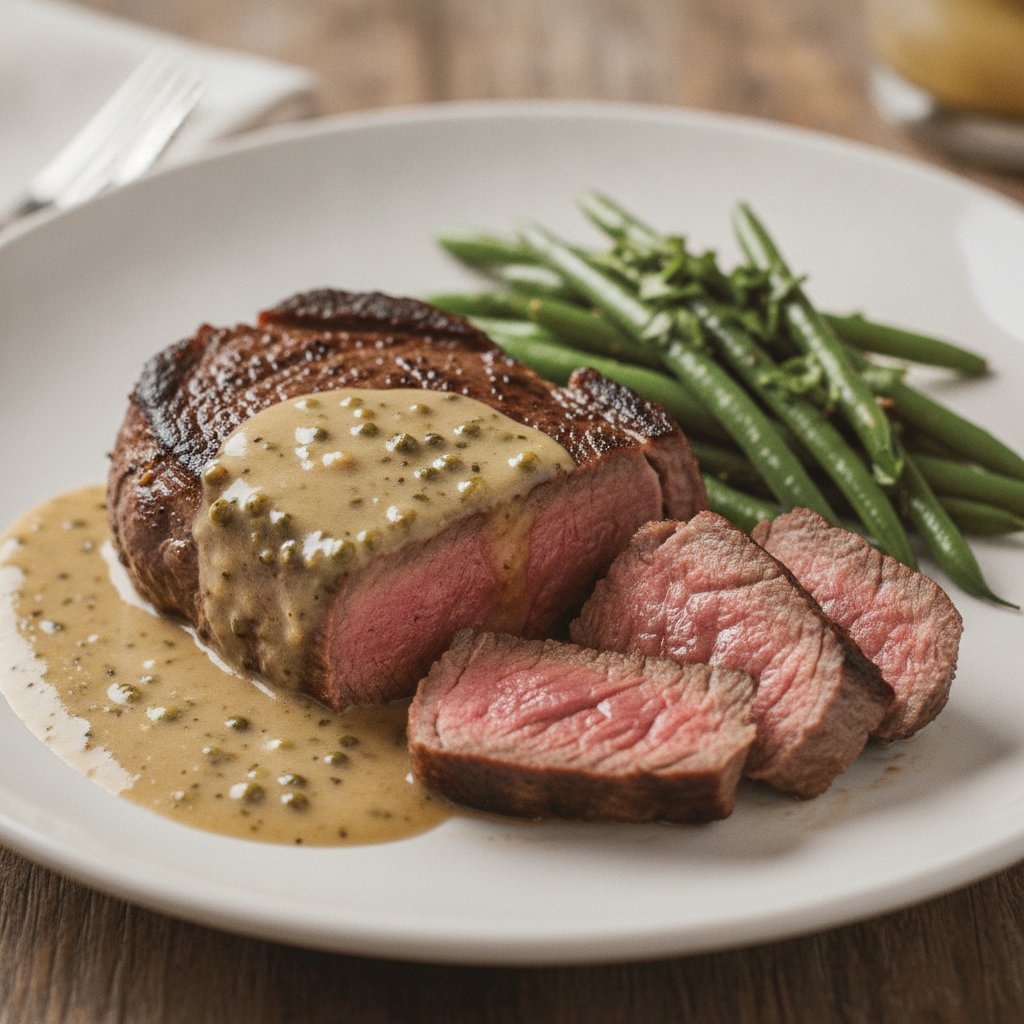 Steak with Peppercorn Sauce (Low-Chol)